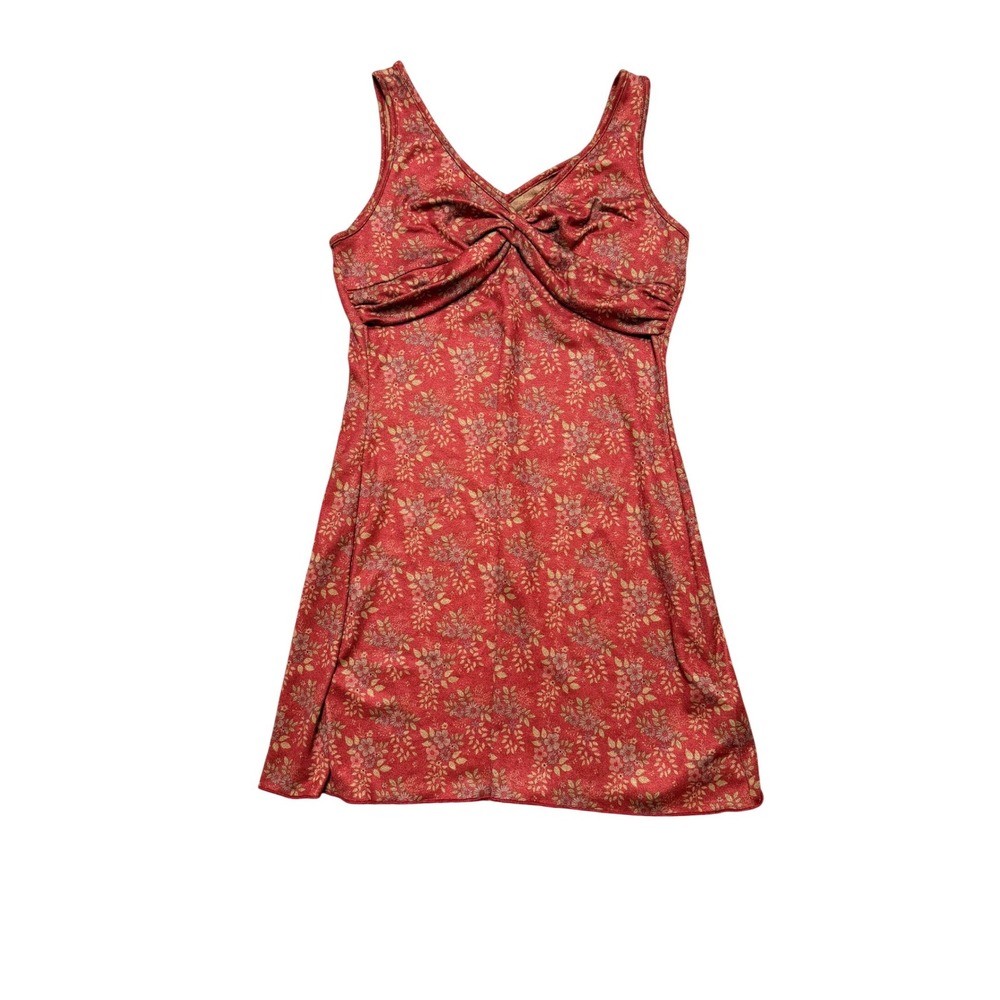 Cider Red Floral Twist Front V-Neck Sleeveless Mini Dress A-Line Retro Boho NEW